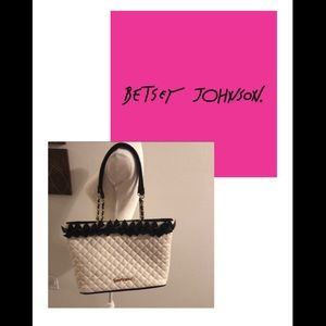 White and Black Betsey Johnson Tote!
